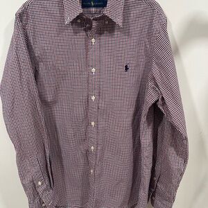 Ralph Lauren Men's Red and White Gingham Shirt